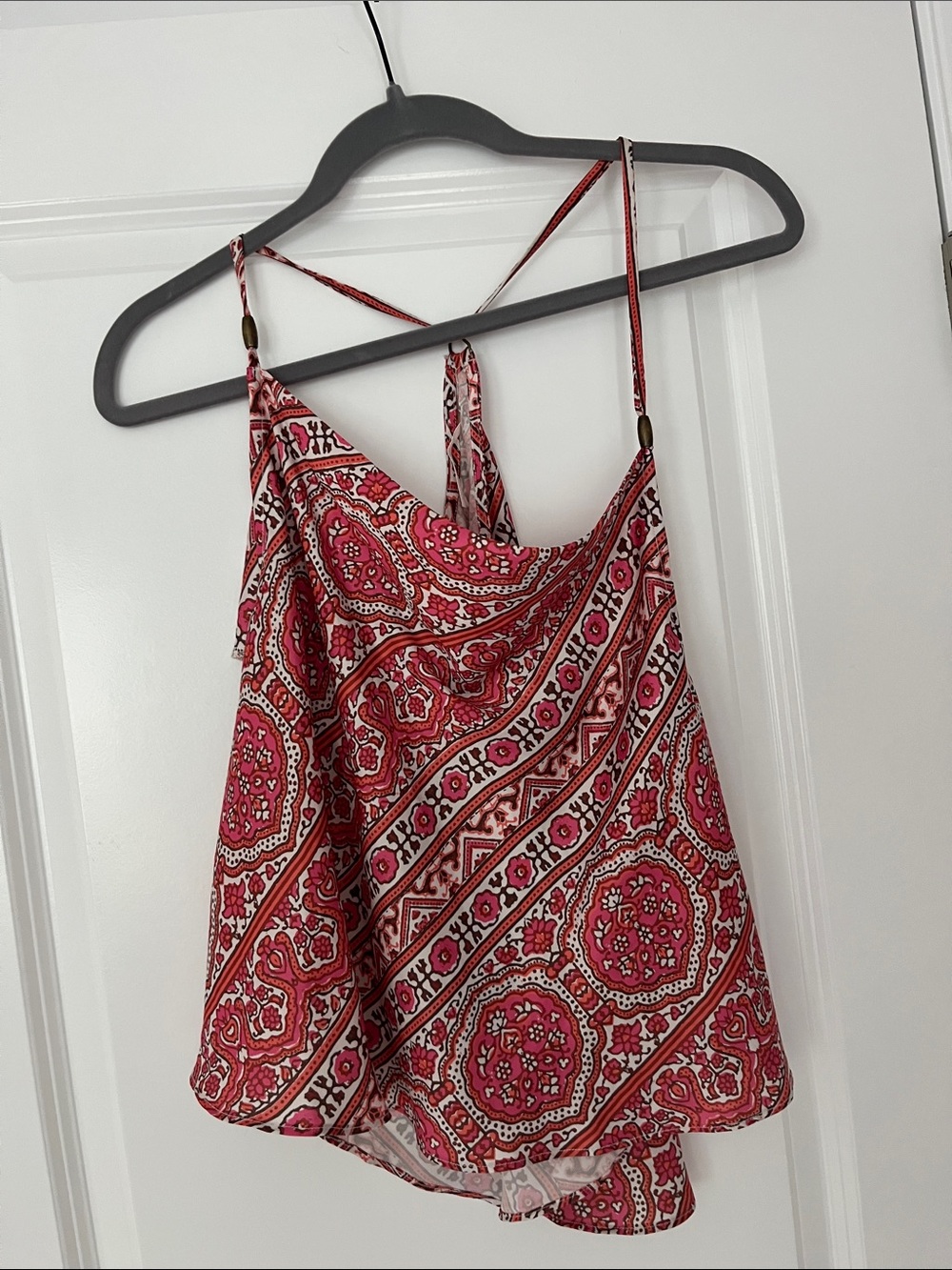 Free People Silky Printed Pink Paisley Swing Cowl Neck Cami Top XS